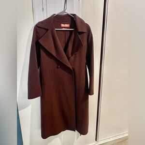 Max Mara Studio Dark Burgundy Wool Coat- 100% Authentic